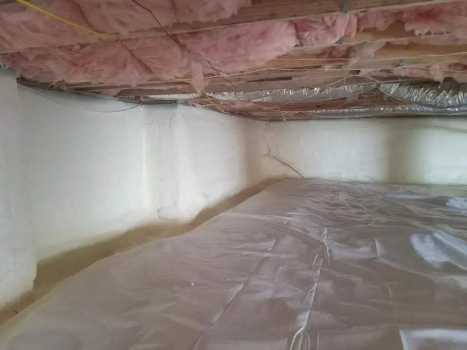 Crawl space encapsulation with closed-cell spray foam for Flat Roof Repair in Bonham